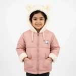 کاپشن دخترانه تدی کلاه خز گلبهی داخل خز