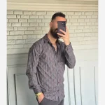 پیراهن آستین بلند مردانه نخی سایز M تا XXL رنگی - تصویر 7