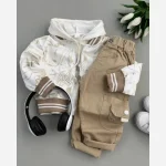 سه تیکه سویشرت و هودی و شلوار بچه گانه کتان ضدآب سایز 35 تا 50 - تصویر 10