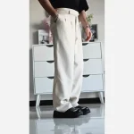 شلوار بگ زنانه پارچه مازراتی کمر ایتالیایی قد بلند رنگبندی متنوع - تصویر 3