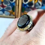 انگشتر مردانه نقره روس عقیق مشکی با حکاکی حرز امام جواد - تصویر 3