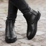 کفش نیم بوت مردانه چرم زیپی مدل اسپانیا رنگ مشکی سایز 40 تا 44 - تصویر 4