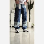 شلوار بگ مردانه پارچه وارداتی طرح دار رنگ شست کثیف سایز 40 تا 48 - تصویر 3