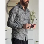 پیراهن مردانه آستین بلند راه راه ابروبادی سارینا سایزبندی M L XL XXL - تصویر 2