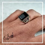 انگشتر مردانه نقره روس با سنگ عقیق مشکی - تصویر 2