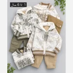 سه تیکه سویشرت و هودی و شلوار بچه گانه کتان ضدآب سایز 35 تا 50
