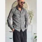 پیراهن مردانه آستین بلند راه راه ابروبادی سارینا سایزبندی M L XL XXL