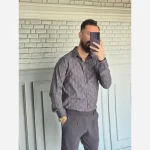 پیراهن آستین بلند مردانه نخی سایز M تا XXL رنگی - تصویر 8