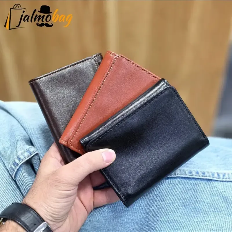 f0138c89-7208-430e-b687-e7729fcaa2c4 کیف پول چرم مردانه سه لت چرم اصل گاوی - تصویر 1