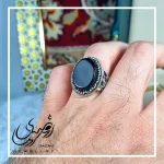 انگشتر مردانه آلیاژ نقره روس سنگ عقیق مشکی - تصویر 3