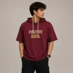 تی شرت مردانه کلاه دار پنبه ای طرح حروف مدل positive - تصویر 3