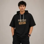 تی شرت مردانه کلاه دار پنبه ای طرح حروف مدل positive - تصویر 6