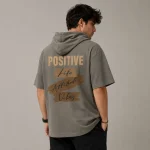 تی شرت مردانه کلاه دار پنبه ای طرح حروف مدل positive - تصویر 9
