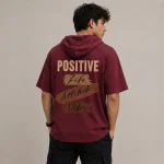 تی شرت مردانه کلاه دار پنبه ای طرح حروف مدل positive - تصویر 10